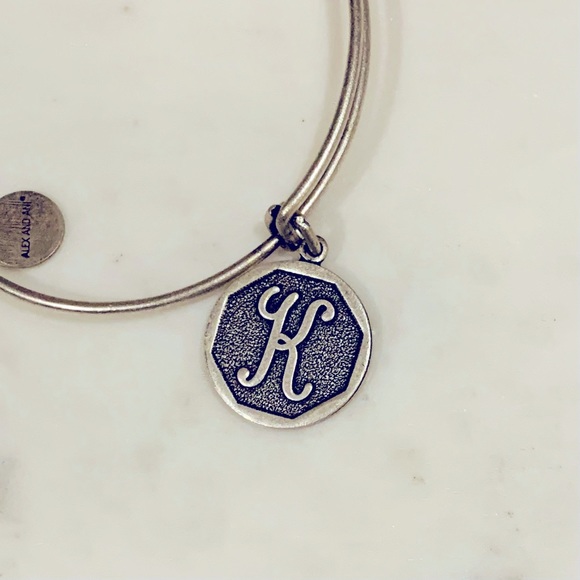 Alex And Ani Initial K Charm Bangle Bracelet In Silver Tone - Picture 4 of 8